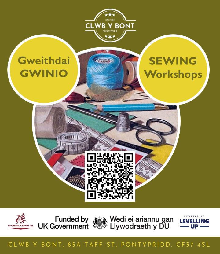 Gweithdai Gwinio | Sewing Workshops: Manylion Pellach | Further Details - enaclwbybont@gmail.com