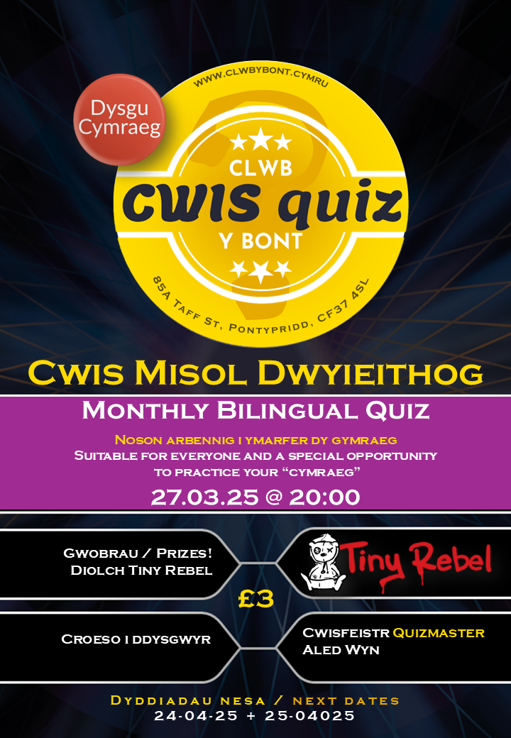 Cwis Misol Dwyieithog - 27 Mawrth | Monthly Quiz - 27 March - Dysgu Cymraeg