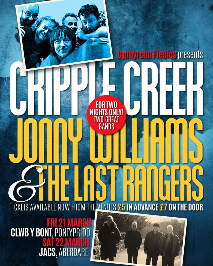 Gig - Cripple Creek + Jonny Williams - 7.30yh, 21 Mawrth | 7.30pm, 21 March